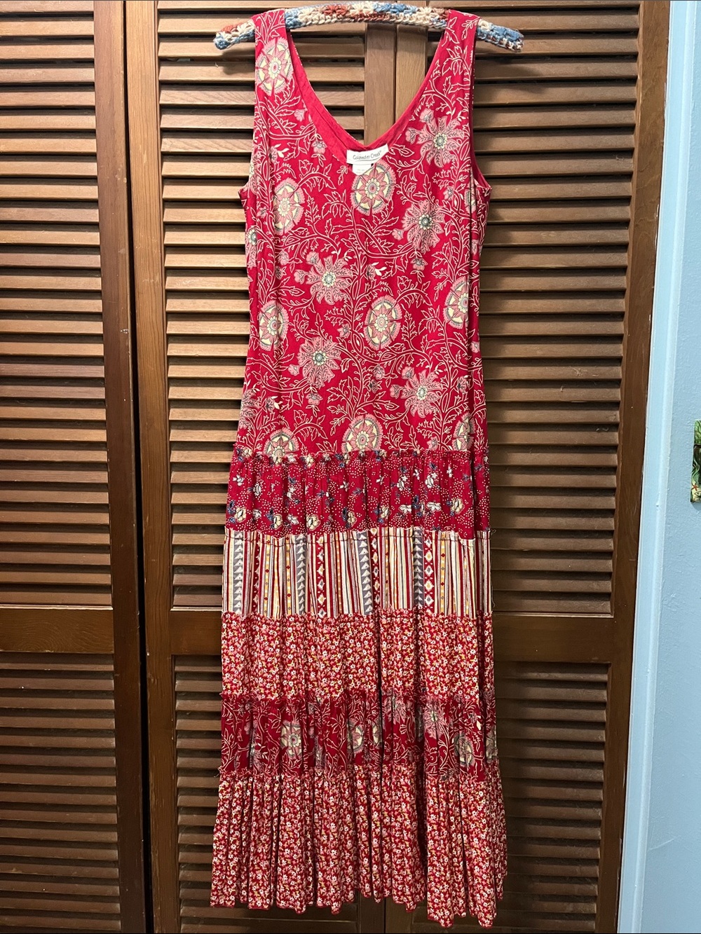 Coldwater Creek Red Floral Tiered Maxi Dress